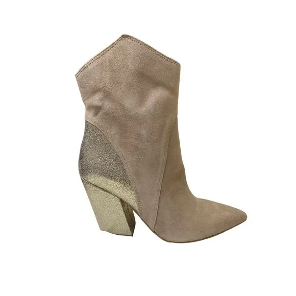 Dolce Vita Nestly Boots Western Embellished Glitter Block Heel Suede Sz 7.5