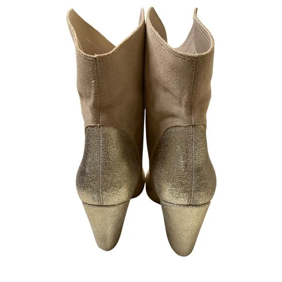 Dolce Vita Nestly Boots Western Embellished Glitter Block Heel Suede Sz 7.5