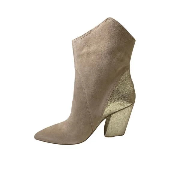 Dolce Vita Nestly Boots Western Embellished Glitter Block Heel Suede Sz 7.5