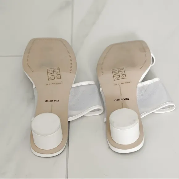 Dolce Vita White Mesh Round Block Heel Sandals