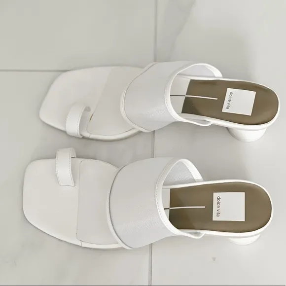 Dolce Vita White Mesh Round Block Heel Sandals