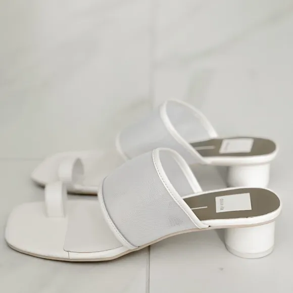 Dolce Vita White Mesh Round Block Heel Sandals