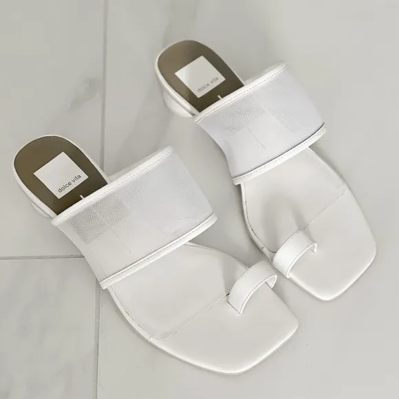 Dolce Vita White Mesh Round Block Heel Sandals