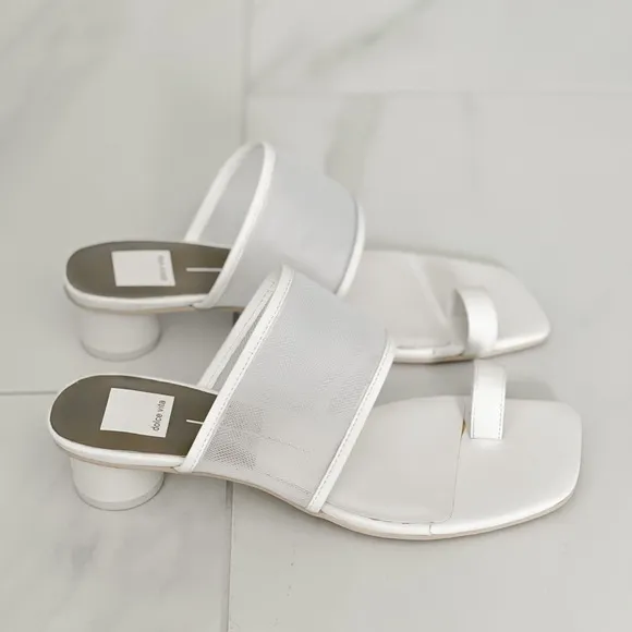 Dolce Vita White Mesh Round Block Heel Sandals