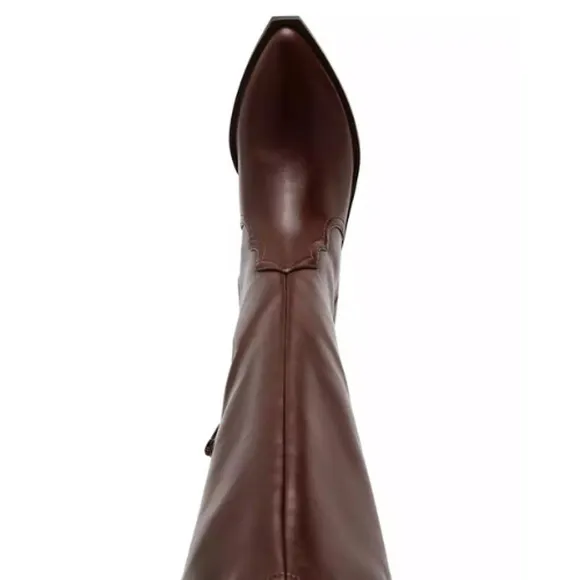 Dolce Vita Women's Kit Knee-High Cowboy Boots in Smooth Brown NEW Sz 6