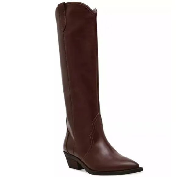Dolce Vita Women's Kit Knee-High Cowboy Boots in Smooth Brown NEW Sz 6