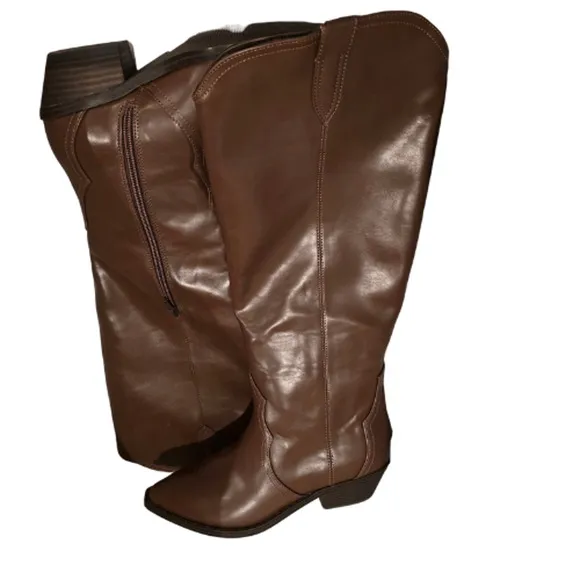 Dolce Vita Women's Kit Knee-High Cowboy Boots in Smooth Brown NEW Sz 6