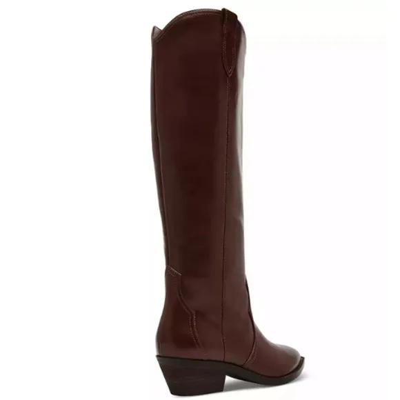 Dolce Vita Women's Kit Knee-High Cowboy Boots in Smooth Brown NEW Sz 6
