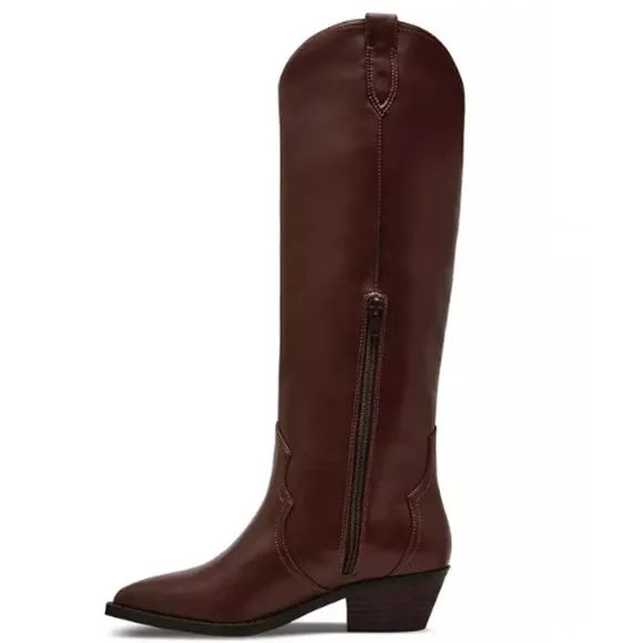 Dolce Vita Women's Kit Knee-High Cowboy Boots in Smooth Brown NEW Sz 6