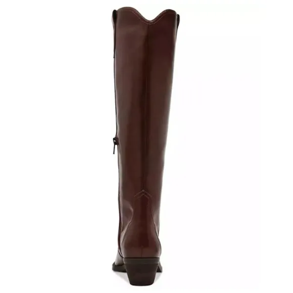 Dolce Vita Women's Kit Knee-High Cowboy Boots in Smooth Brown NEW Sz 6