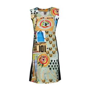 Dolcezza Sleeveless Dress Size L Abstract Print Short Dress Zip Up Detail NWT
