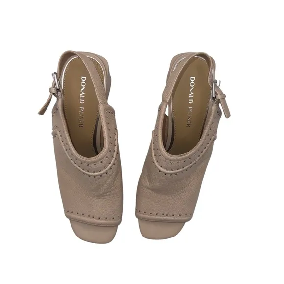 Donald J. Pliner Penny Open Toed Slingback Mule Beige 10M