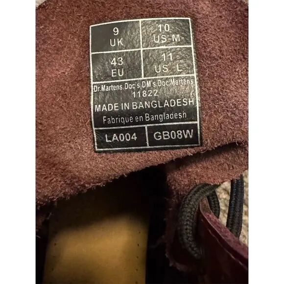 Dr. Martens 1460 Cherry Red Combat Boots Unisex Size 10 WOMEN’S OR MEN’S 9