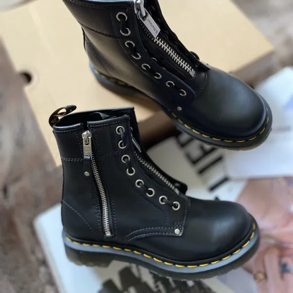 Dr. Martens 1460 Double Zip Leather Lace Up Boots