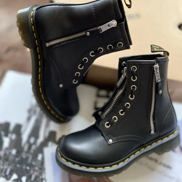 Dr. Martens 1460 Double Zip Leather Lace Up Boots