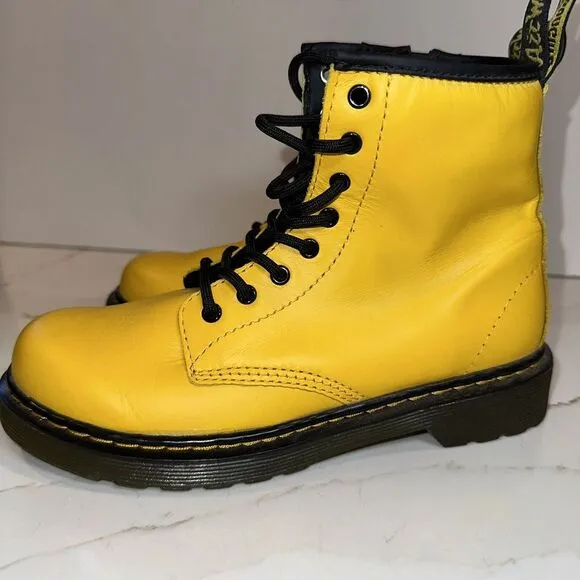 DR MARTENS 1460 J Girls Yellow Air Wair Boots Size 3