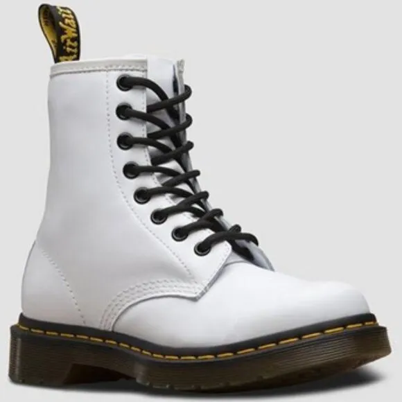 Dr. Martens 1460 Softy T Leather Lace-up Boots Combat Booties White Size 10 NEW