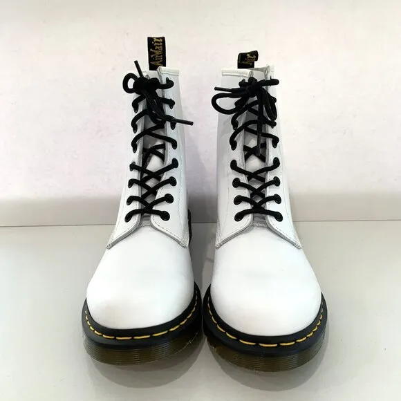 Dr. Martens 1460 Softy T Leather Lace-up Boots Combat Booties White Size 10 NEW