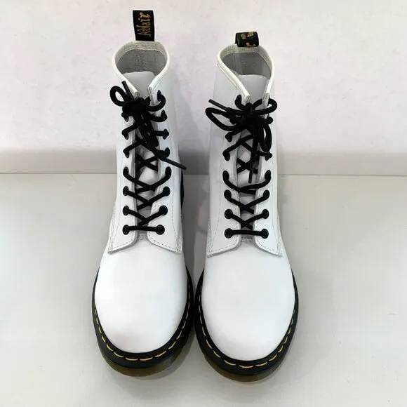 Dr. Martens 1460 Softy T Leather Lace-up Boots Combat Booties White Size 10 NEW
