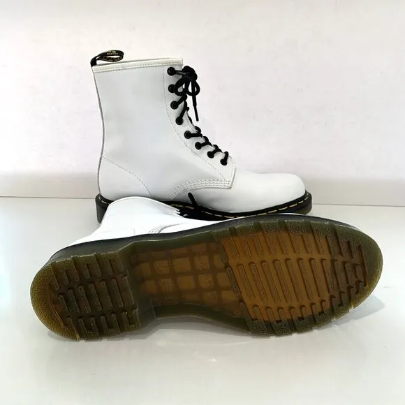 Dr. Martens 1460 Softy T Leather Lace-up Boots Combat Booties White Size 10 NEW