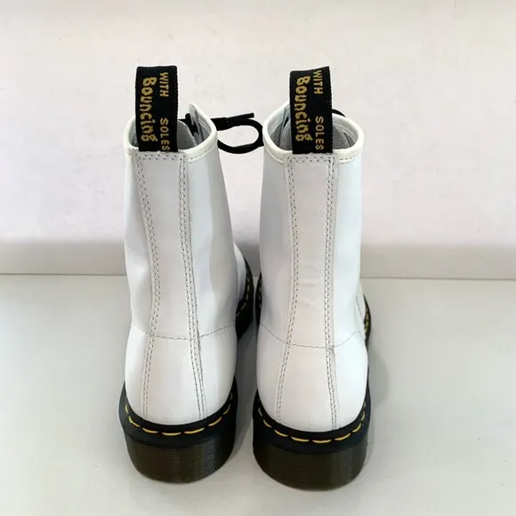 Dr. Martens 1460 Softy T Leather Lace-up Boots Combat Booties White Size 10 NEW