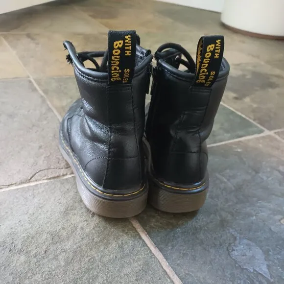 Dr. Martens Black Softy Leather Lace Up Boots kids
