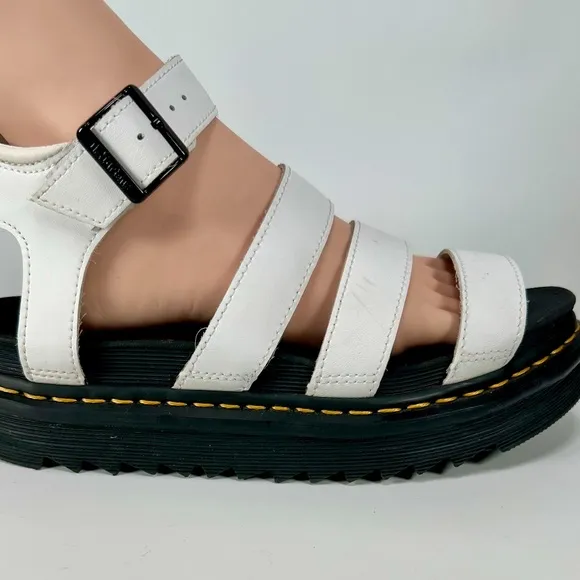 Dr. Martens Blaire Hydro Leather Strap Sandals in White