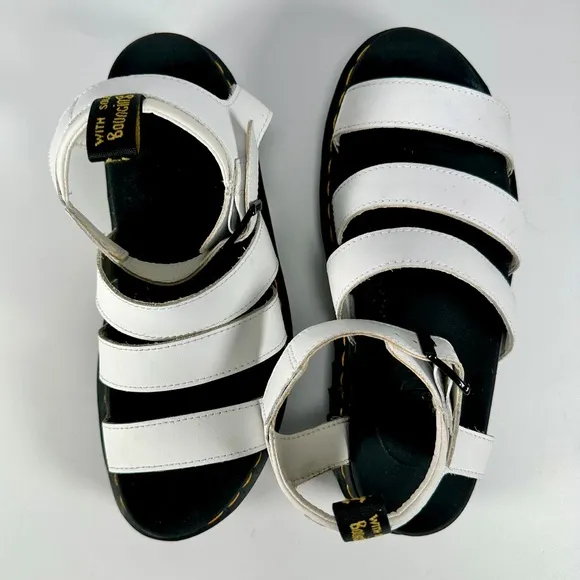 Dr. Martens Blaire Hydro Leather Strap Sandals in White