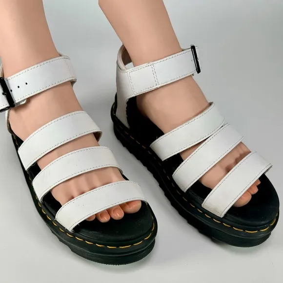 Dr. Martens Blaire Hydro Leather Strap Sandals in White