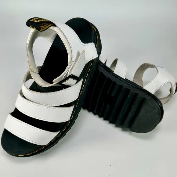 Dr. Martens Blaire Hydro Leather Strap Sandals in White