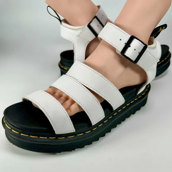 Dr. Martens Blaire Hydro Leather Strap Sandals in White