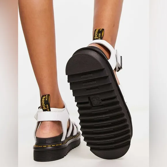 Dr. Martens Blaire Hydro Leather Strap Sandals in White