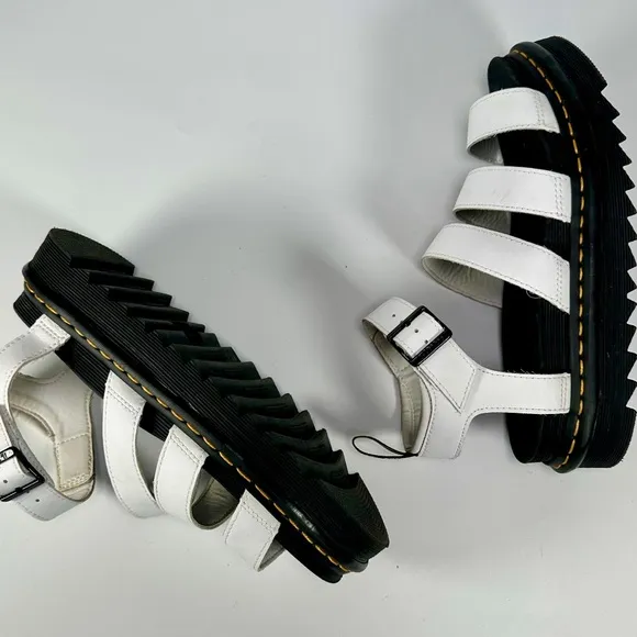 Dr. Martens Blaire Hydro Leather Strap Sandals in White