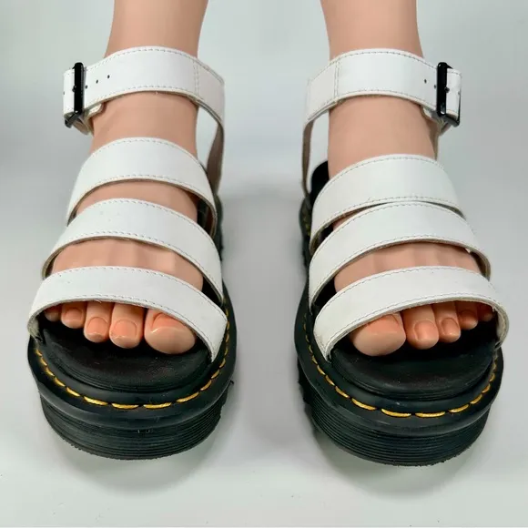 Dr. Martens Blaire Hydro Leather Strap Sandals in White