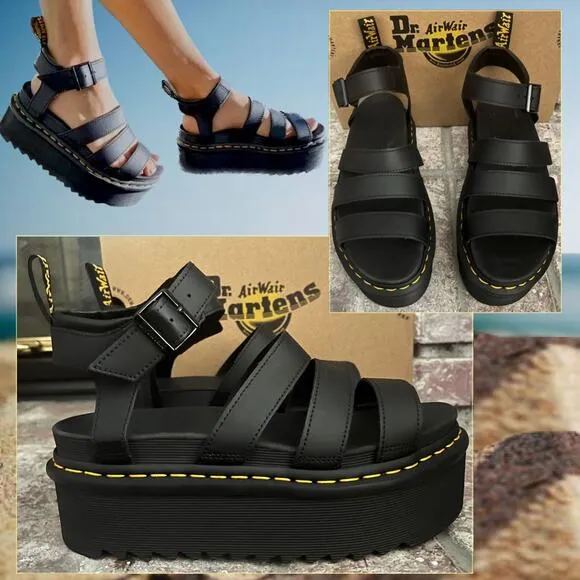 Dr Martens Blaire Quad Hydro Leather Platform Gladiator Sandals Size 9 IN BOX
