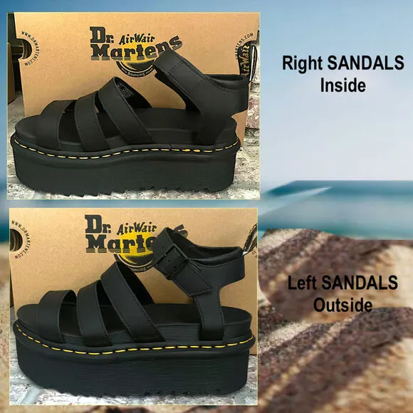 Dr Martens Blaire Quad Hydro Leather Platform Gladiator Sandals Size 9 IN BOX