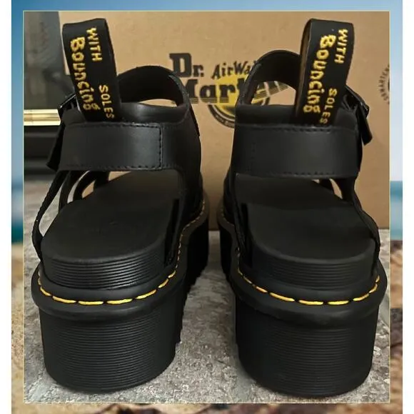 Dr Martens Blaire Quad Hydro Leather Platform Gladiator Sandals Size 9 IN BOX