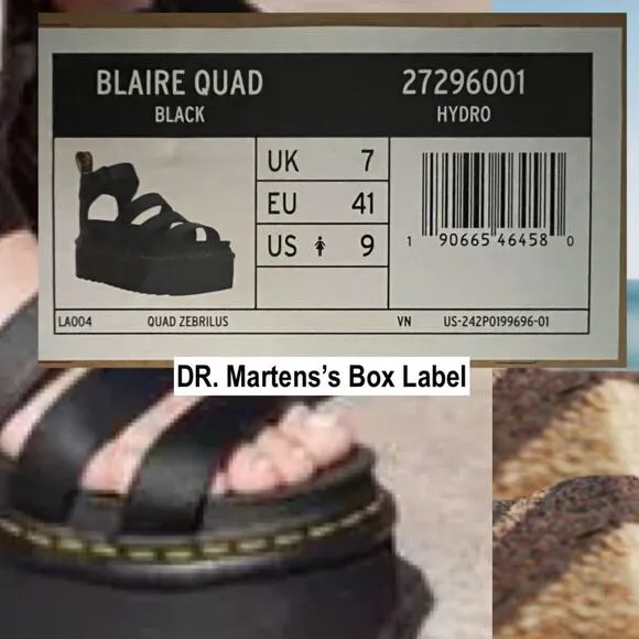 Dr Martens Blaire Quad Hydro Leather Platform Gladiator Sandals Size 9 IN BOX