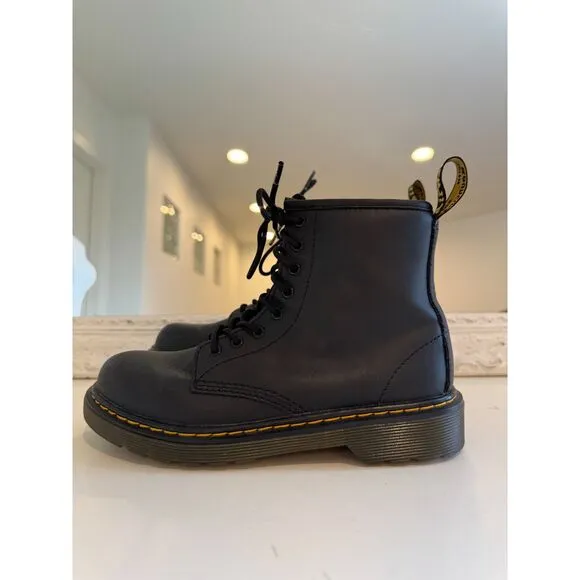 Dr. Martens Toddler 1460 Black Softy T Leather Lace Up Boots Size 3