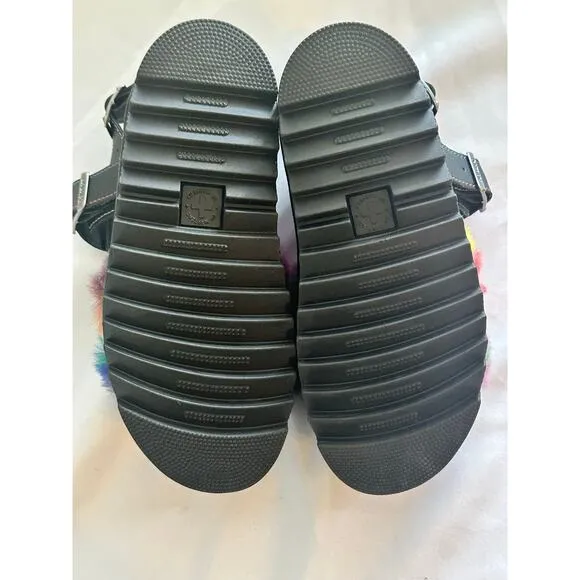Dr. Martens Voss II Fluffy Faux Fur Strap Sandals US 6 / EU 37. NWOT