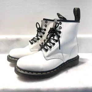 Dr. Martens Leather 8 Eye Hole Lace Up Round Toe High Cut Boots White Size 7