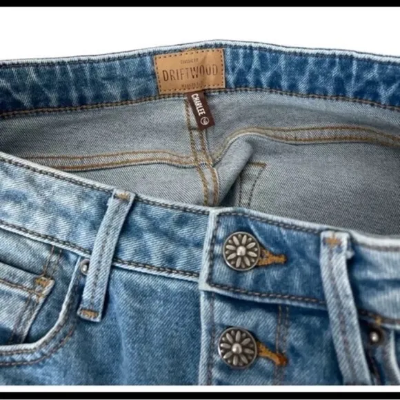 Driftwood Charlee Crop Wide Leg Denim Cropped Jeans 26  Boho