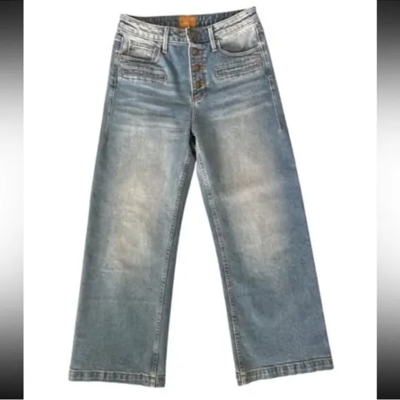 Driftwood Charlee Crop Wide Leg Denim Cropped Jeans 26  Boho