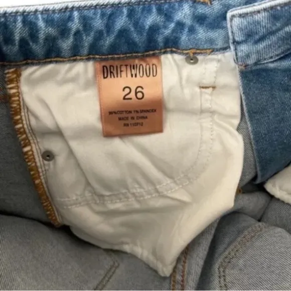 Driftwood Charlee Crop Wide Leg Denim Cropped Jeans 26  Boho