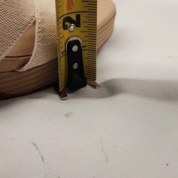 🥼DR.SCHOLLS🥼 MARIAH BLOCK🩴 HEELED LIGHT/ BROWN SMOOTH FABRIC LADIES  8.5 NWOB