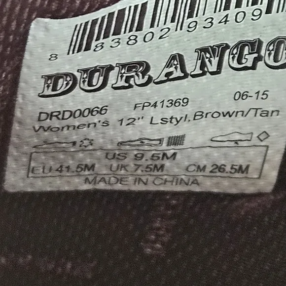 Durango 12&quot; Womens L- Style Brown And Tan Size 9.5
