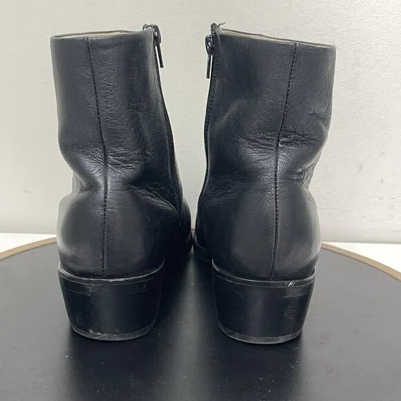Durango Boots Mens 8.5 D Black Leather 7&quot; Side Zip Western Shorty Booty TR820