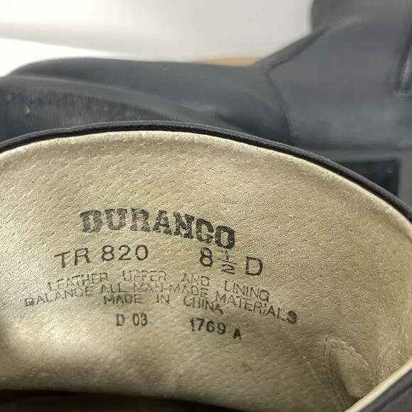Durango Boots Mens 8.5 D Black Leather 7&quot; Side Zip Western Shorty Booty TR820