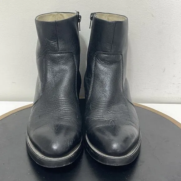 Durango Boots Mens 8.5 D Black Leather 7&quot; Side Zip Western Shorty Booty TR820