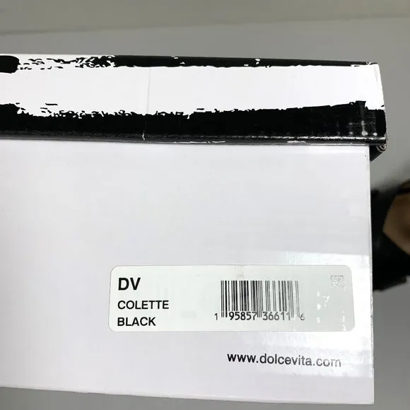 DV by Dolce Vita Colette Sandals Embossed Platform Heels Black Size 7 NEW